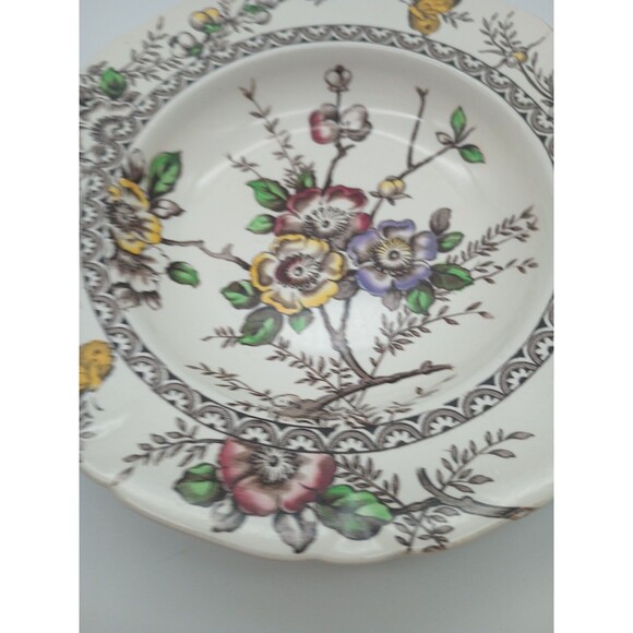 Vtg Alfred Meakin Medway Rimmed Soup Bowl 8" Floral Transferware - Picture 3 of 8